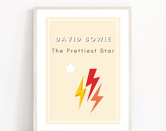 David Bowie Music Print / Aladdin Sane / The Prettiest Star / David Bowie Poster - Wall Art Illustration