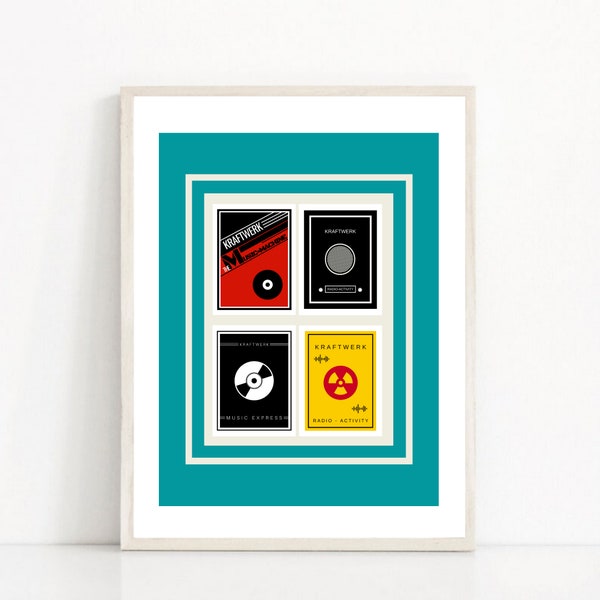 Kraftwerk Collage Album Covers Design Music Print / Kraftwerk Poster - Wall Art Illustration