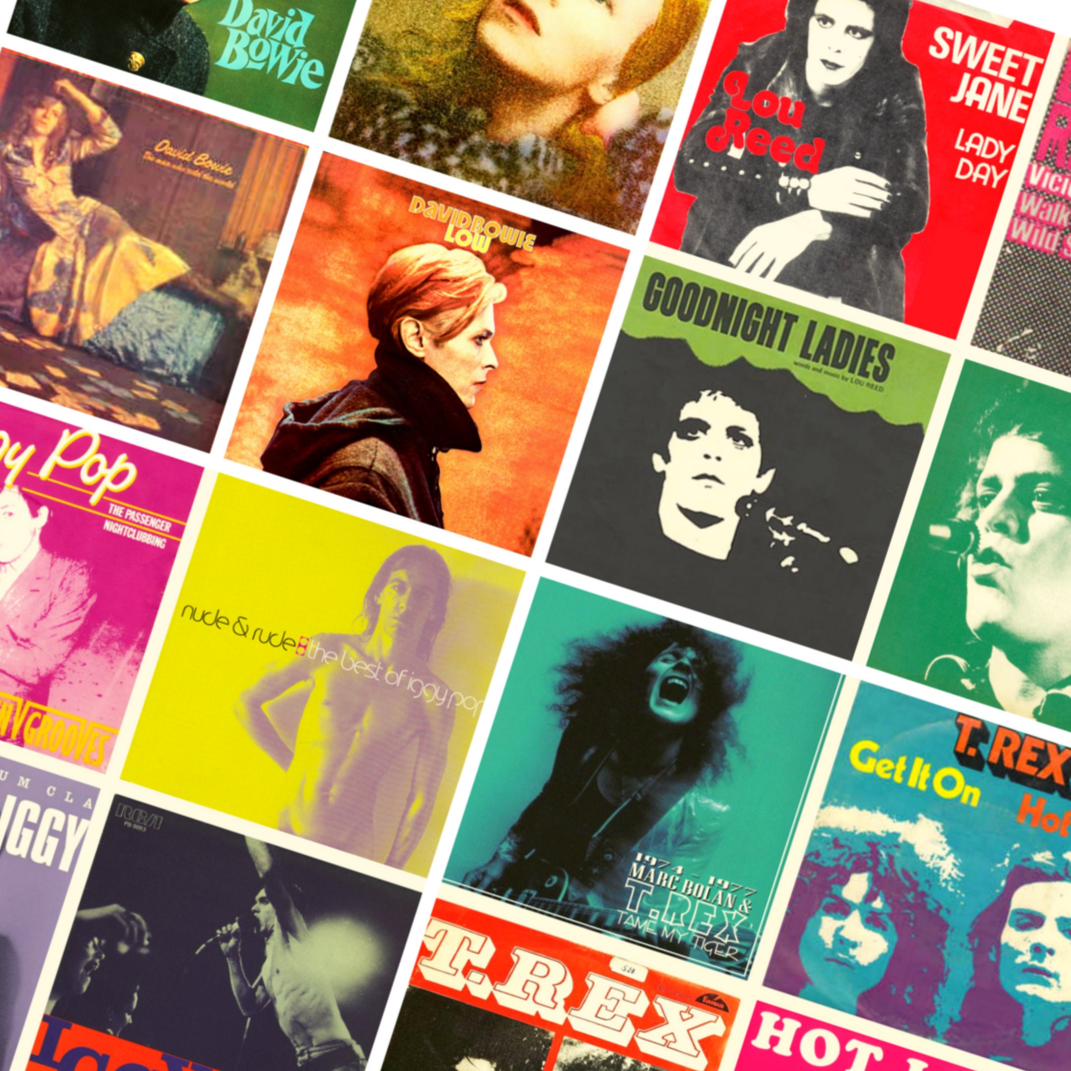 David Bowie Et Iggy Pop Photo Montage David Bowie Marc Bolan Lou Reed Iggy Pop Music Art Print / - Etsy UK
