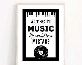 Music Quote Art Print / Music Saying Poster - Wall Art Illustration