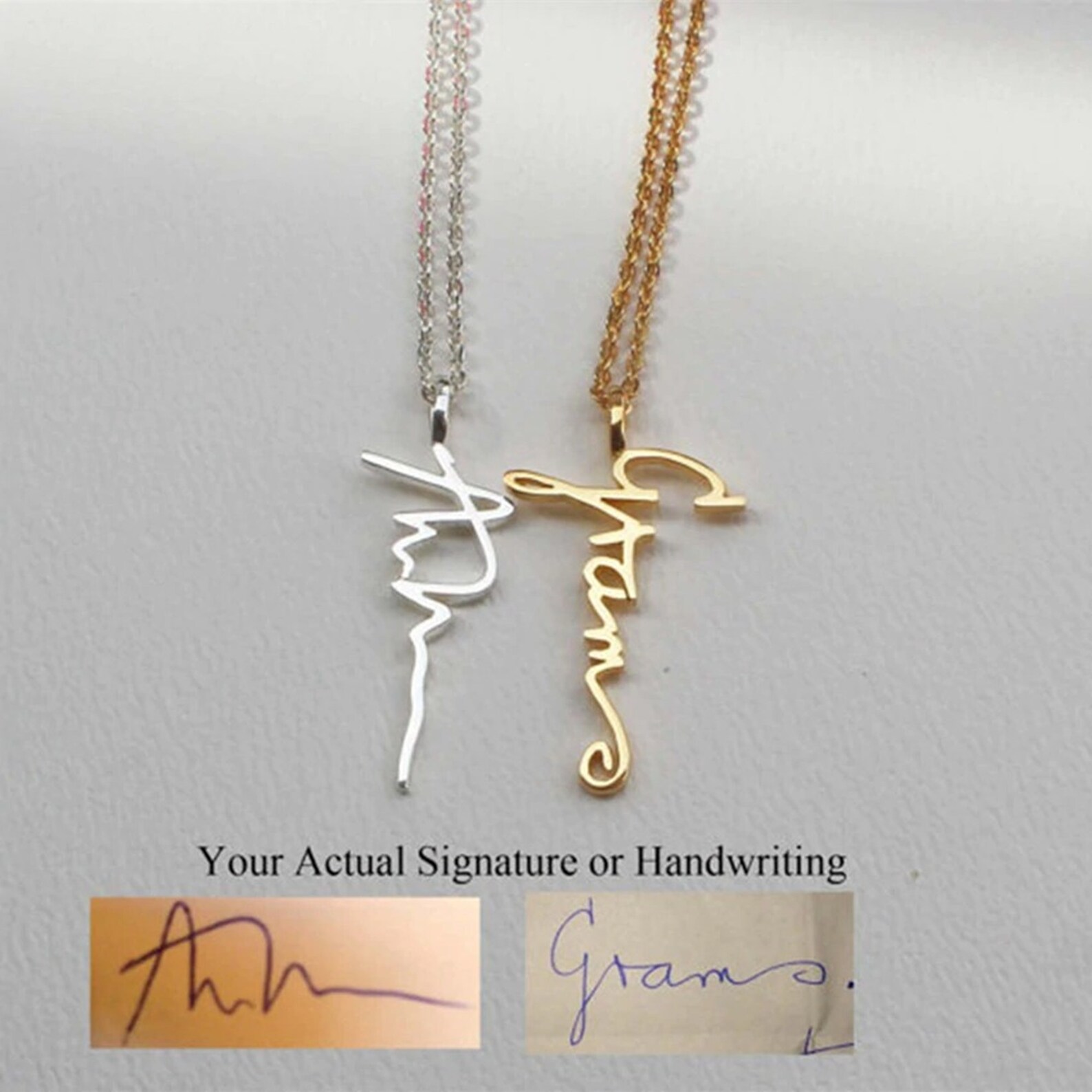 Handwriting JewelryCustom Signature PendantCollier Femme Etsy