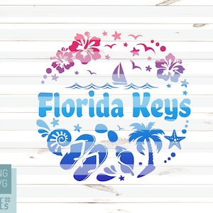 Florida Keys SVG, Png-Dateien, Tropische Sublimationstransferdatei, Grafikdesign, digitale Dateien Silhouette, Cricut, Studio