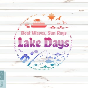 Boat Waves, Sun Rays, Lake Days Png, Svg Cut file, Laser CNC, Sublimate transfer, Silhouette, Cricut, Studio, Cameo, print decal iron on