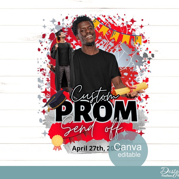 Prom Send Off 2024 T Shirt Design, Editable in Canva, Prom T Shirt Design Template, Perfect for Sublimation, Printable