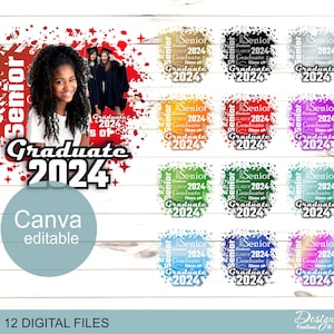 Graduation 2024 Bundle Canva files, Photo background template, Class of 2024 Shirt file, Canva Layered, Sublimation, Instant download