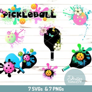 Zestaw Pickleball, 7 plików Svg Png, Klipart wektorowy Pickleball, Transfer sublimacyjny, Laser CNC, Sylwetka, Cricut, Studio, Cyfrowy