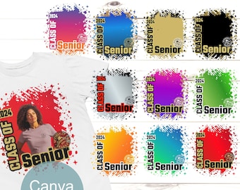 Graduate 2024 background | Bundle of 10 Canva editable templates | Photo background | Class of 2024 Shirt Sublimation | Instant download