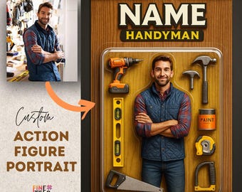 Personalized Handyman Action Figure Portrait - Custom Father's Day Gift for Dad, Unique DIYer Gift
