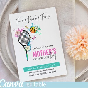 Tennis Birthday Invitation Template, Canva Editable Flyer, Tennis Themed Sports Event Announcement, PNG, PDF printable, Instant Download