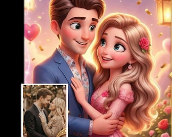 Custom Pixar Style Portrait from Photo, Animated Family Digital Art