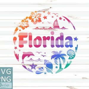 Florida SVG, Png, Ombre Strand Design, Urlaub 2023, Sublimation Transfer, Aufpressen, Vektor, CNC, Silhouette, Cricut, schneidbar, druckbar
