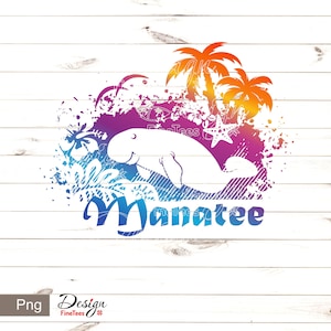 Manatee Png, T-shirt design, Save the manatee, Prinable, Sublimation print, Press on, Silhouette, Cricut, Studio, Cameo