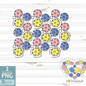 Eu amo Pickleball Png, conjunto de 2 arquivos digitais, logotipo e padrão Pickleball, pronto para pré, transferência sublimada, passar a ferro, downloads instantâneos