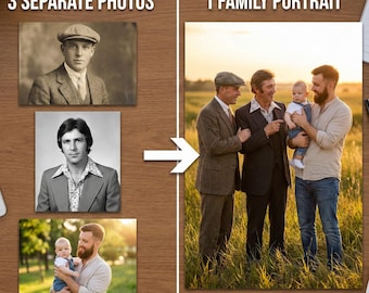 Add Person or Pet to Photo | Merge Different Photos | Family Memorial Portrait | Add Deceased Loved One | Combine Pictures | Custom Portrait