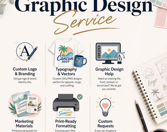 Custom Graphic Design Service | Logo, Branding, SVG & Digital Art Help  (Digital File)