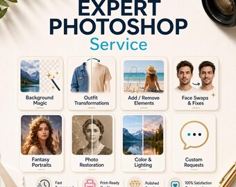 Photo Editing Service | Background Change, Face Swap, Outfit Change, Restoration, Add or Remove People,  (Digital File)