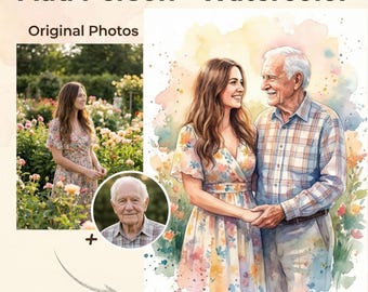 Watercolor Family Portrait from Photo, Add Deceased Loved One, Merge Multiple Photos, Custom Family Painting, Combine Pictures, Digital Art