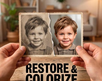 Photo Restoration and Colorization Service, Fix Damaged Family Pictures (Digital Delivery)
