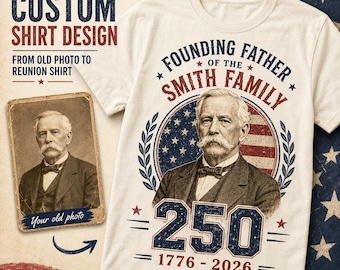 Custom USA 250 Portrait, American Roots Printable Family Gift, Patriotic Ancestor Art, Digital Download