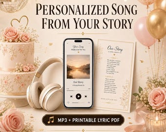 Personalized Song from Your Story, Custom Lyrics & Vocals, Any Language – MP3 + Lyric PDF (Digital Download)