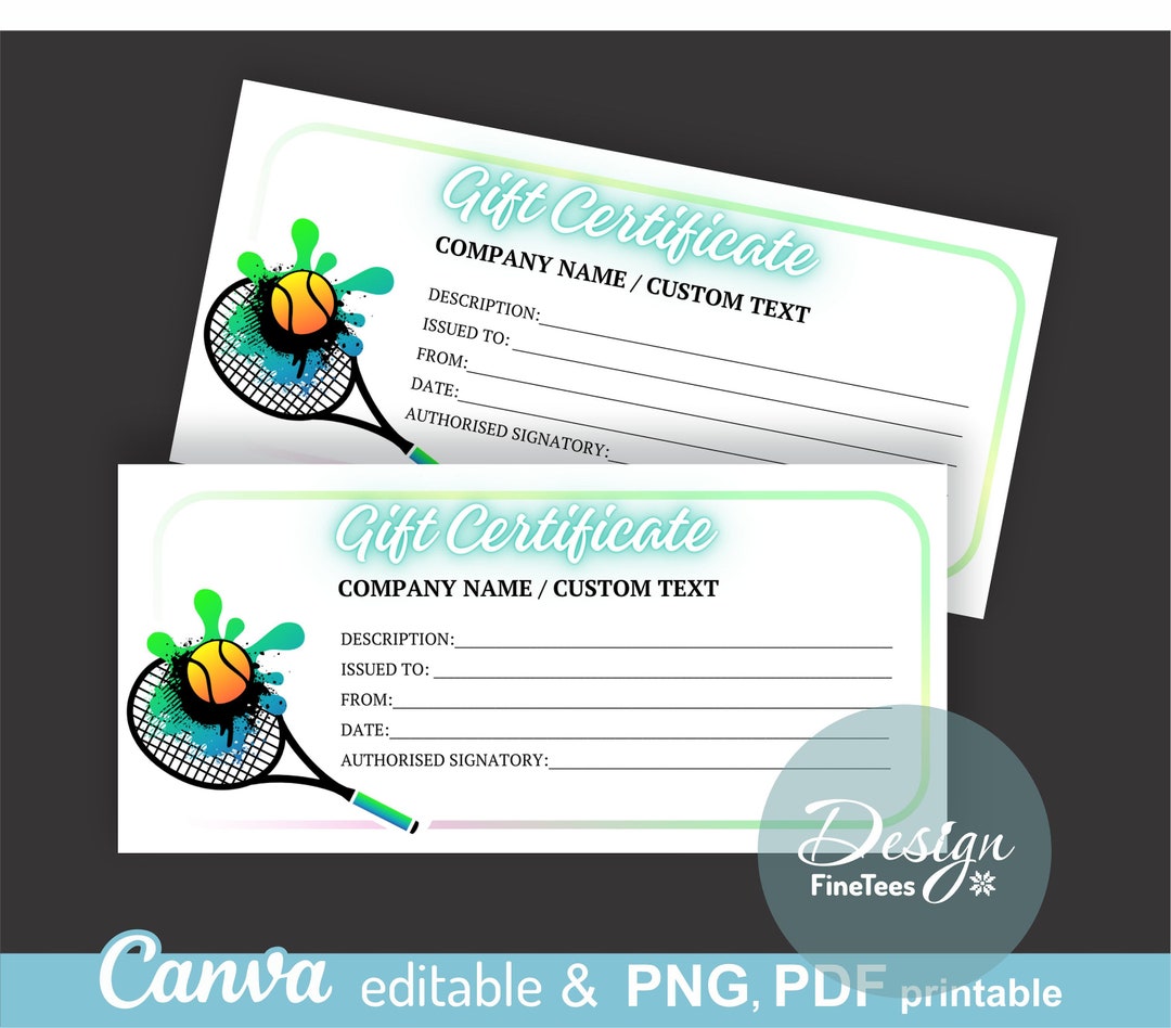 Image 3 for Tennis Gift Certificate Template