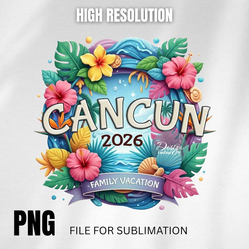 Cancun 2026 PNG, Tropical Vacation Design, Vacation Shirt Print ...