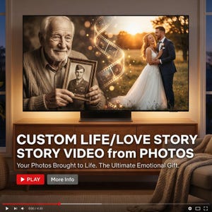 Custom Story Video from Photos, Cinematic Life/Love Movie, Memorial Slideshow, Anniversary Gift, Animated Photo Memory, Made to Order