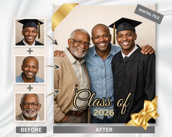 Graduation Portrait: Add Loved One to Photo, Custom Professional Photo Merge Service (Digital File)