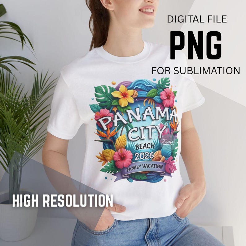 Panama City Beach 2026 Png, Family Matching Shirt File, Vacation 2026 Print, Sublimation Transfer, Ready to Press, Summer Travel Graphic image 2