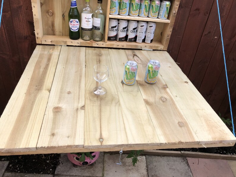 Rustic wood garden drop down bar made with new wood. Etsy