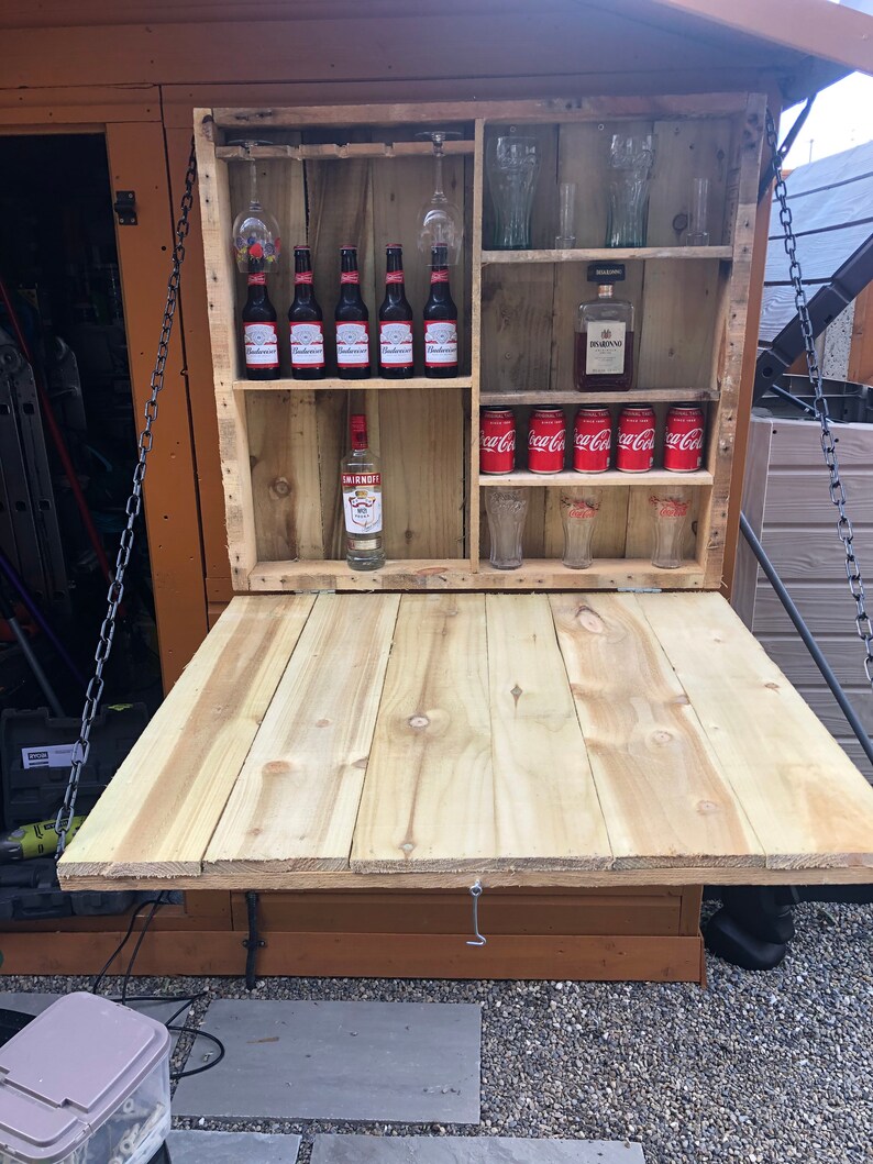 Rustic wood garden drop down bar made with new wood. Etsy