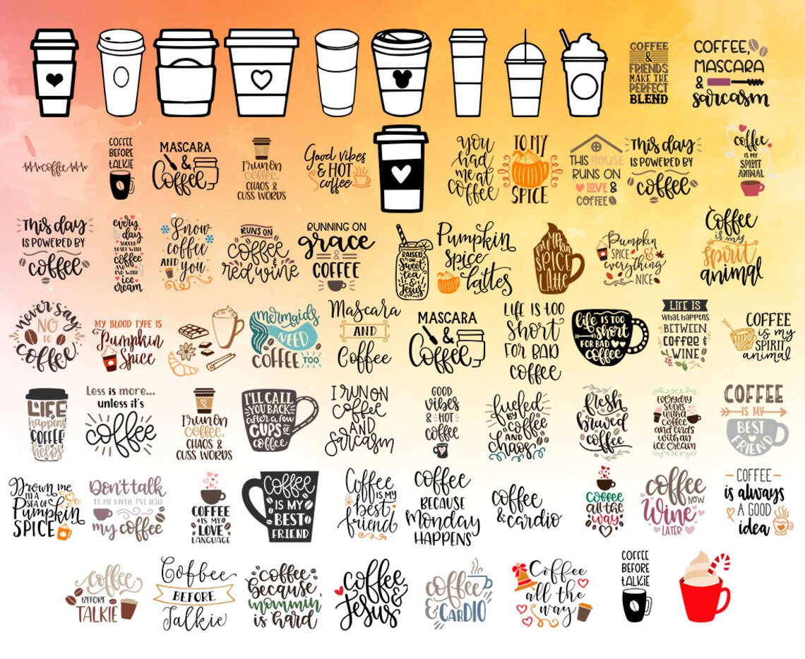 Download Starbucks SVG Mega Bundle 1500 lnstant Download Silhouette ...