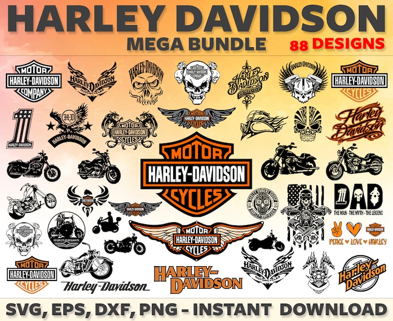 Download Harley Davidson SVG Bundle Harley Davidson Logo Biker Cut | Etsy