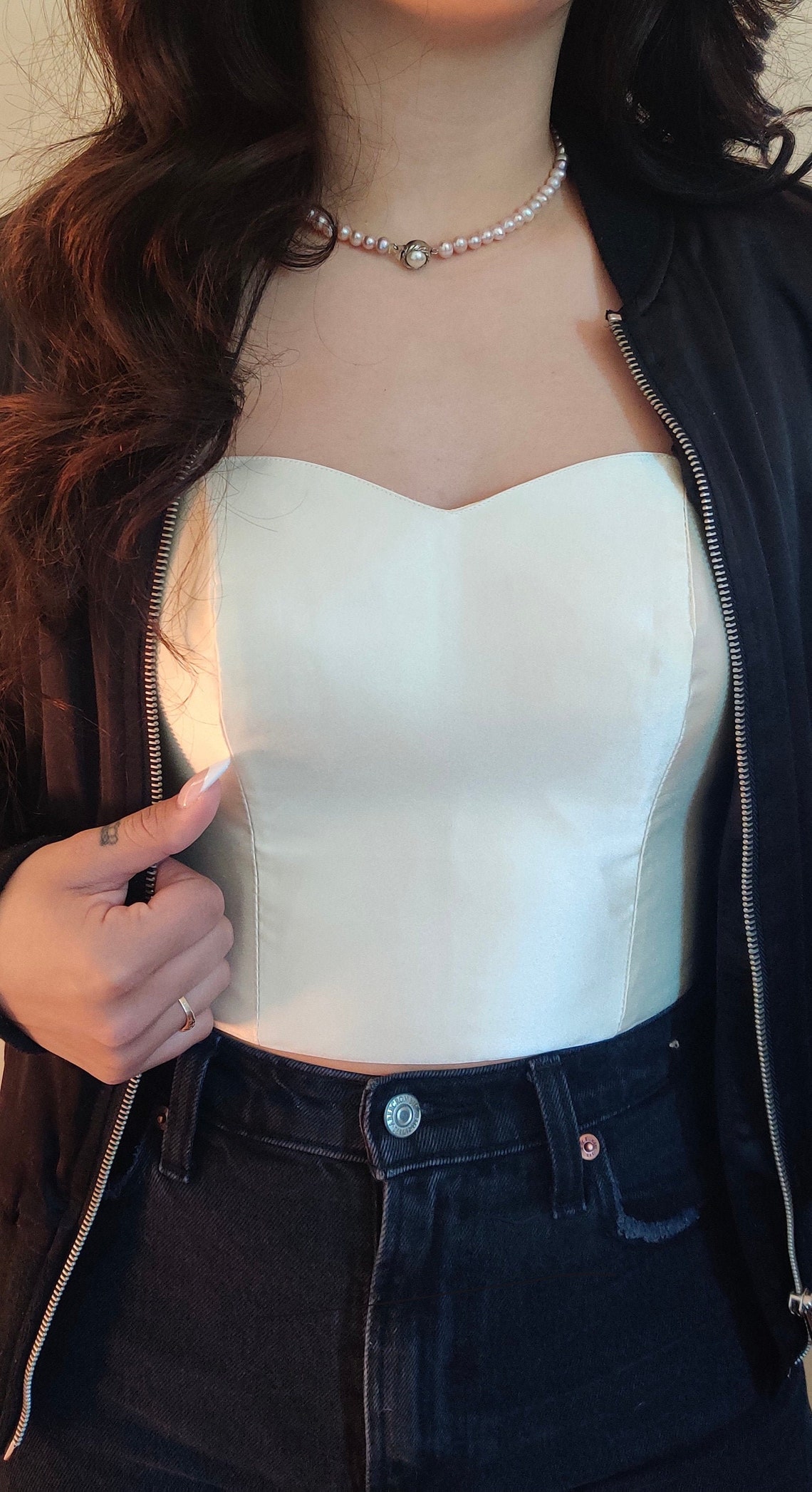 Ivory Satin Bustier Satin Corset Summer Top Crop Top | Etsy