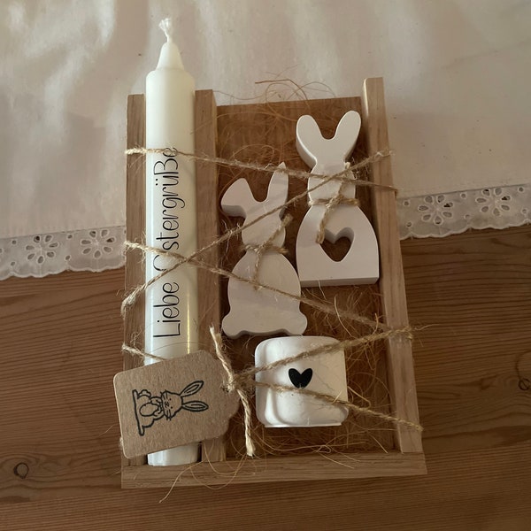 Easter gift set / Easter gift / souvenir / Easter bunnies / candle with saying