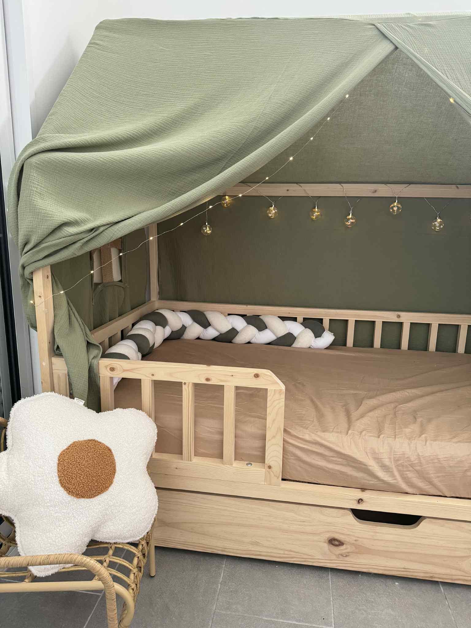 Ciel De Lit Cabane Enfant, 2 Pièces. Voile Lit, Baldaquin En Double Gaze. Fait Main France