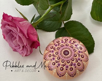Rosena Mandala Stone hand painted dot mandala art gift decoration token of love unique piece