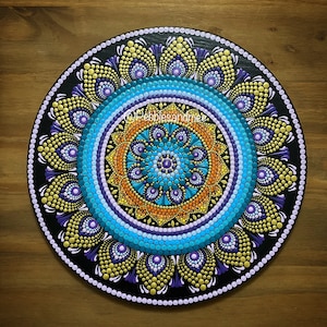 Sunshine Mandala on wood circle
