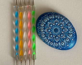 Juego de herramientas de punteado de 5 herramientas de arte de mandala de 10 tamaños de puntos de doble cara