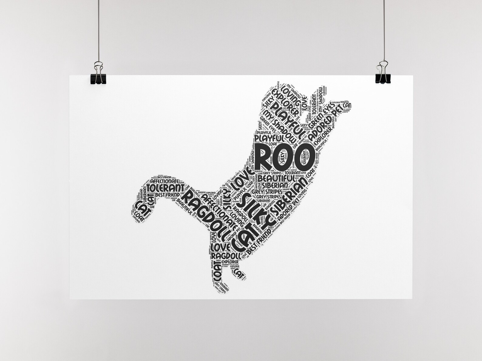 Personalised Cat Word Art picture Etsy