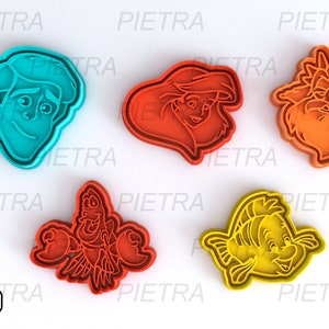 Cookie Cutter The Little Mermaid Fondant Multi Use - Cutter With Separate Seal and Frame Ceramics Clay