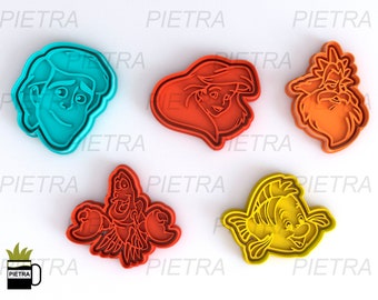 Cookie Cutter The Little Mermaid Fondant Multi Use - Cutter With Separate Seal and Frame Ceramics Clay