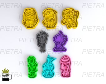 Cookie Cutter Minions Fondant Multi Use - Cutter With Separate Stamp and Frame / clay / ceramics / mases