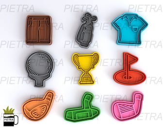 Cookie Cutter Golf Fondant Multi Use - Cutter With Separate Seal and Frame / cutter set Clay Ceramics Msses Playdoh