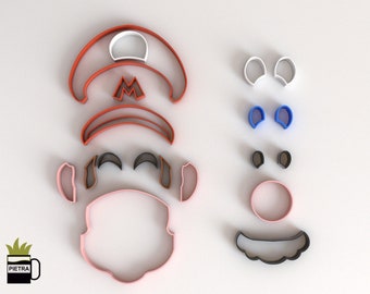 Cake Cutter Mario Bros Fondant Multi use - Set of Cuttable Pastry Cutters Detachable