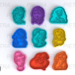 Cookie Cutter Disney princesses Fondant Multi Use - Cutter With Separate Seal and Frame / cutter set