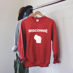 Wisconnie | Unisex Wisconsin State Sweatshirt, Wisconsin Pride T Shirt, Wisconsin Tee, Game Day Shirt, Wisconsin Football Sports Sweatshirt