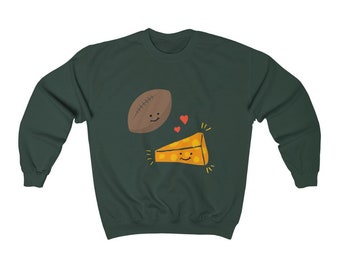 Football & Cheese | Unisex Crew Sweatshirt, Green Bay Packers Shirt, Football Cheese Cheesehead Shirt, Game Day Shirt, Packers Sweatshirt