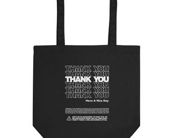 Black Thank You Grocery Bag | Eco Tote Bag Reusable Bag