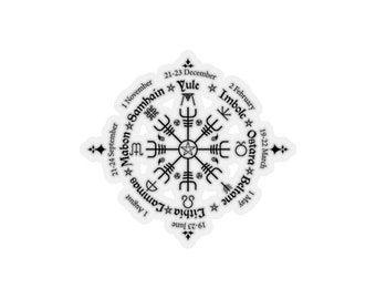 Pagan Celtic Calendar Sticker | Helm Of Awe | Norse Decal | Witch Sticker | Viking Vinyl | Witchy Decal | Gothic Accessories